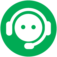 A green circle with a white icon of a video interpreter.